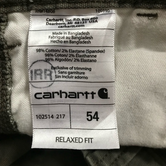Carhartt Men's Rugged Flex Relaxed Fit Canvas Work Short 102514 size 54 Green - Picture 6 of 6